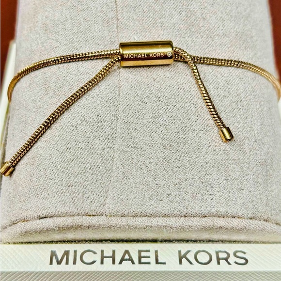 Authentic MK Love Is In The Air Crystal Heart MK Logo Slider Bracelet - Picture 3 of 4